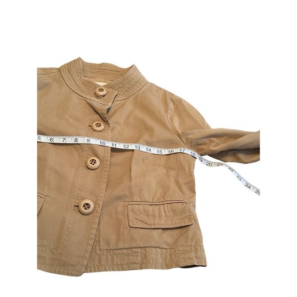 J Crew Chino Blazer Jacket Beige Button Front Flap Pockets 100% Cotton Classic 6 - Picture 10 of 11